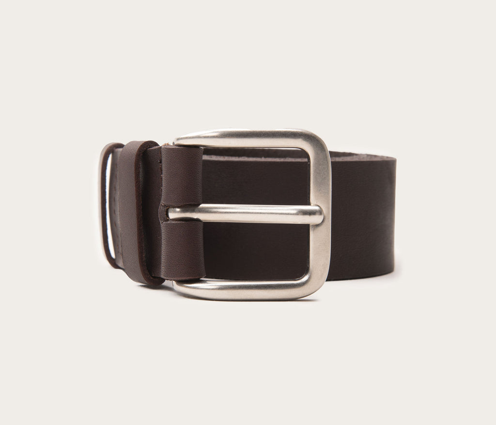 Ceinture 35mm café boucle argent