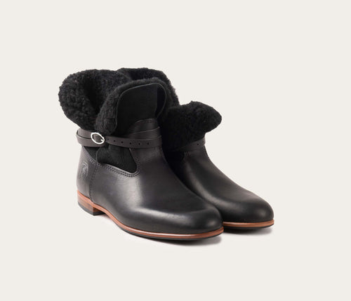 Chelby Bottine Noir & Mouton - Prix doux
