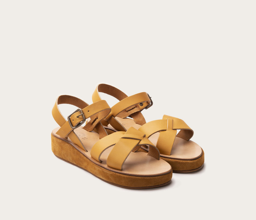 Pac compensé Sandale Velours Ecureuil & Naturel - Prix Doux