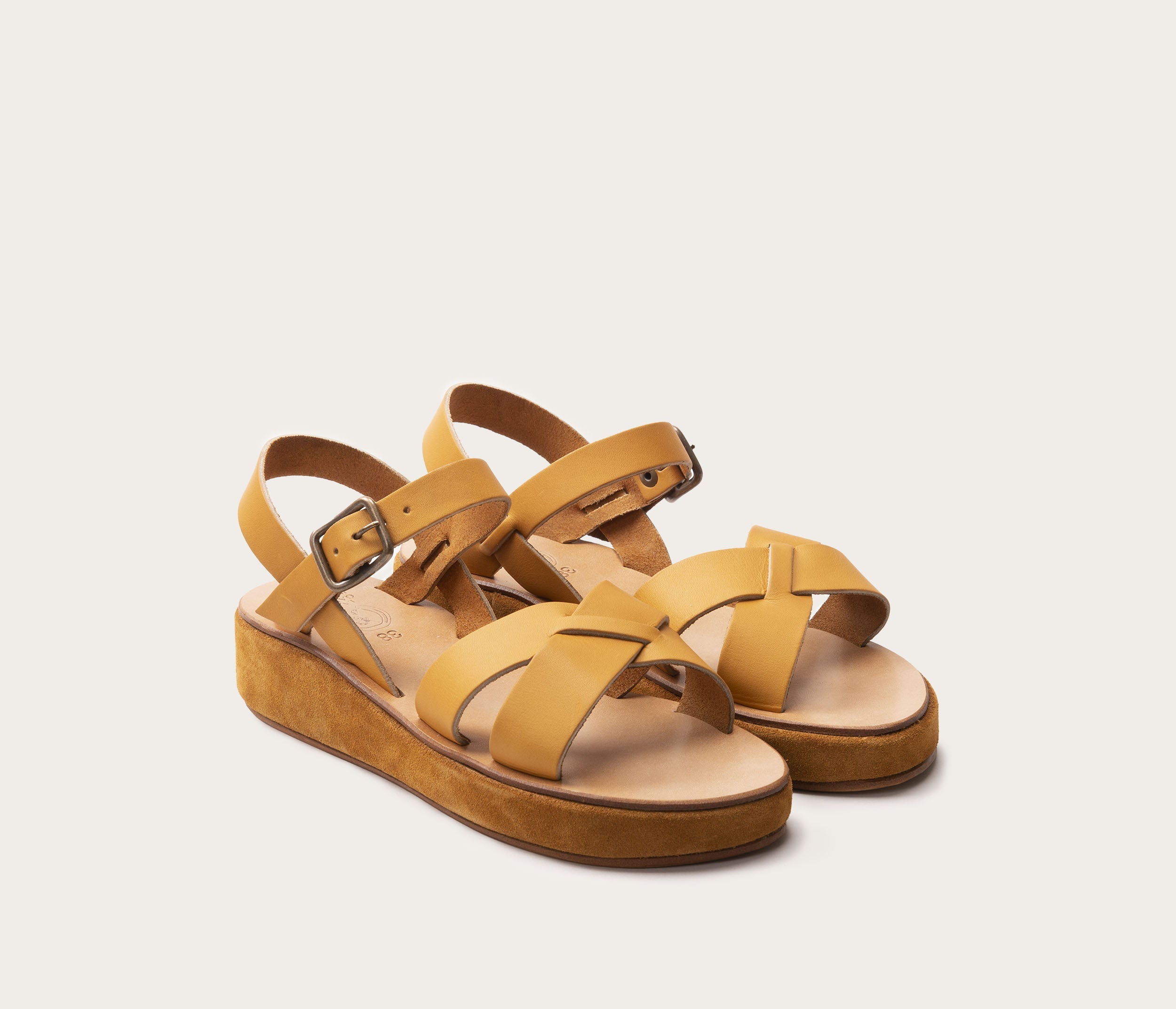 Pac compensé Sandale Velours Ecureuil & Naturel - Prix Doux