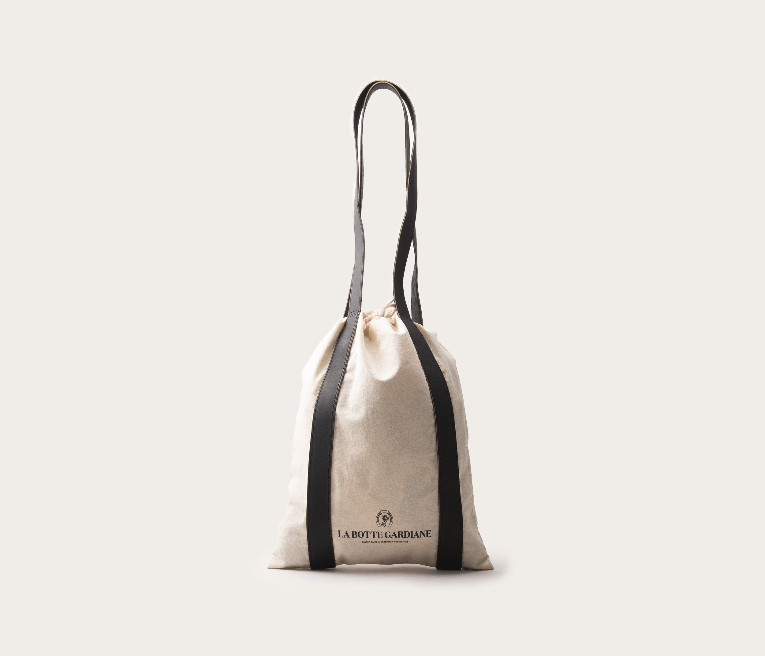 Tote Bag Coton & Cuir Noir