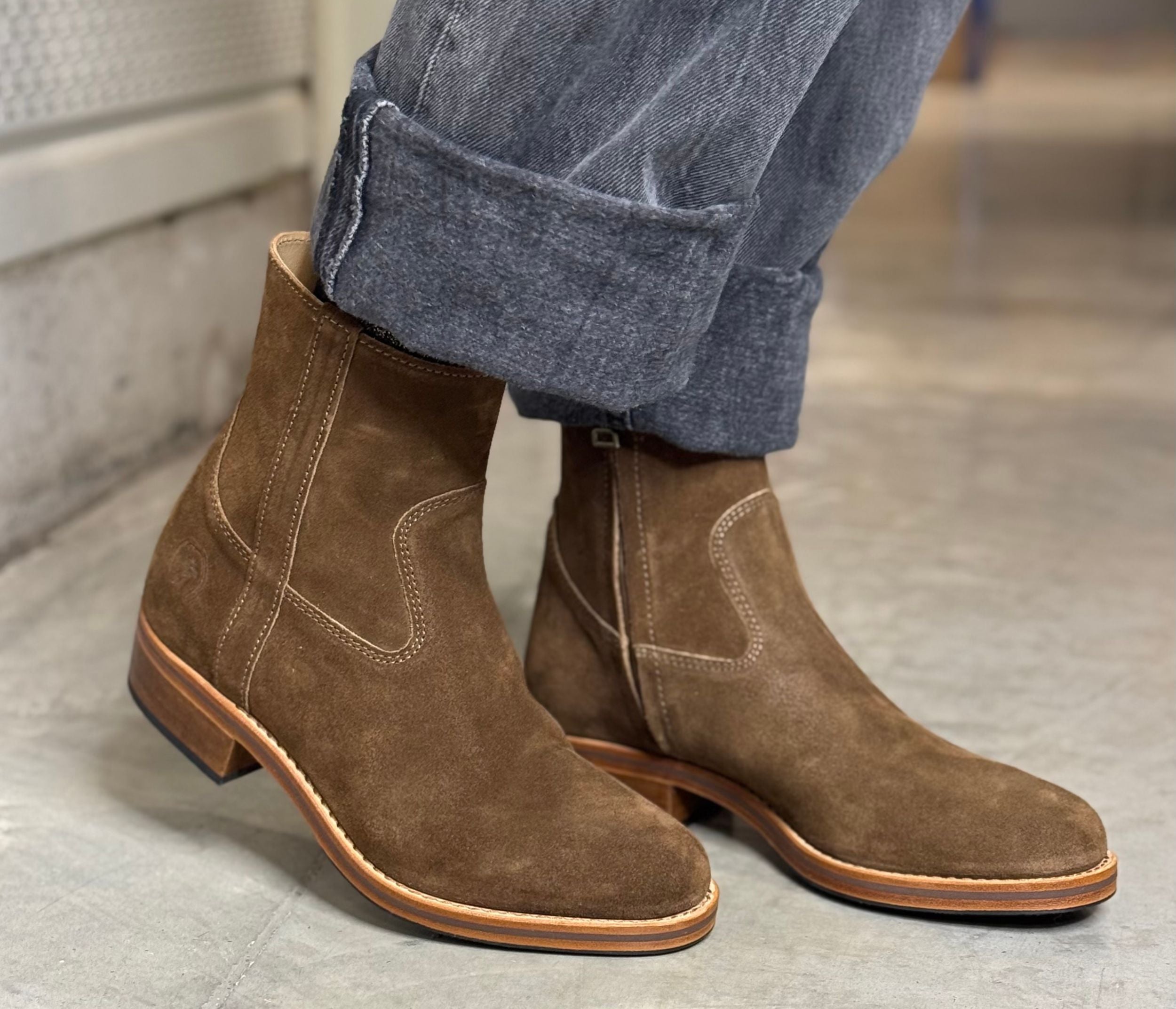 Terence Bottine Velours Taupe