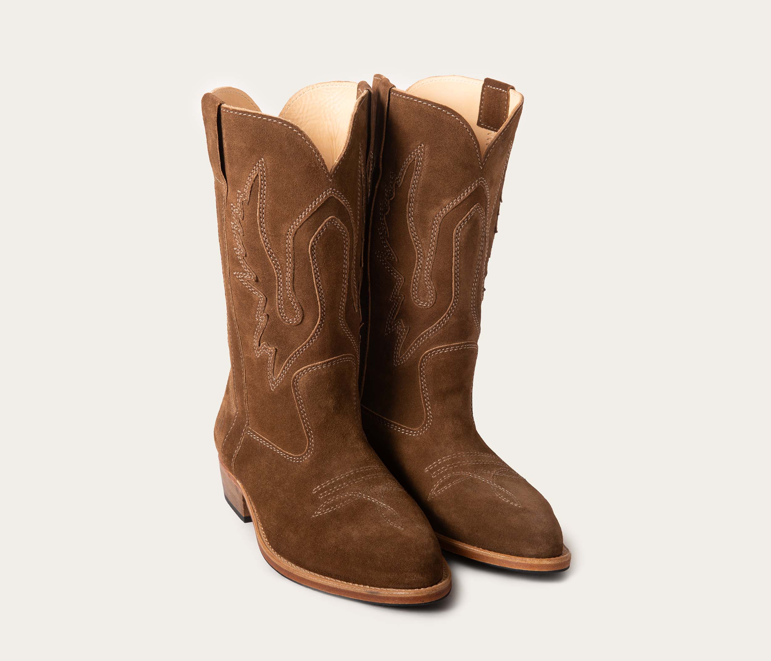 Western Botte Velours Taupe