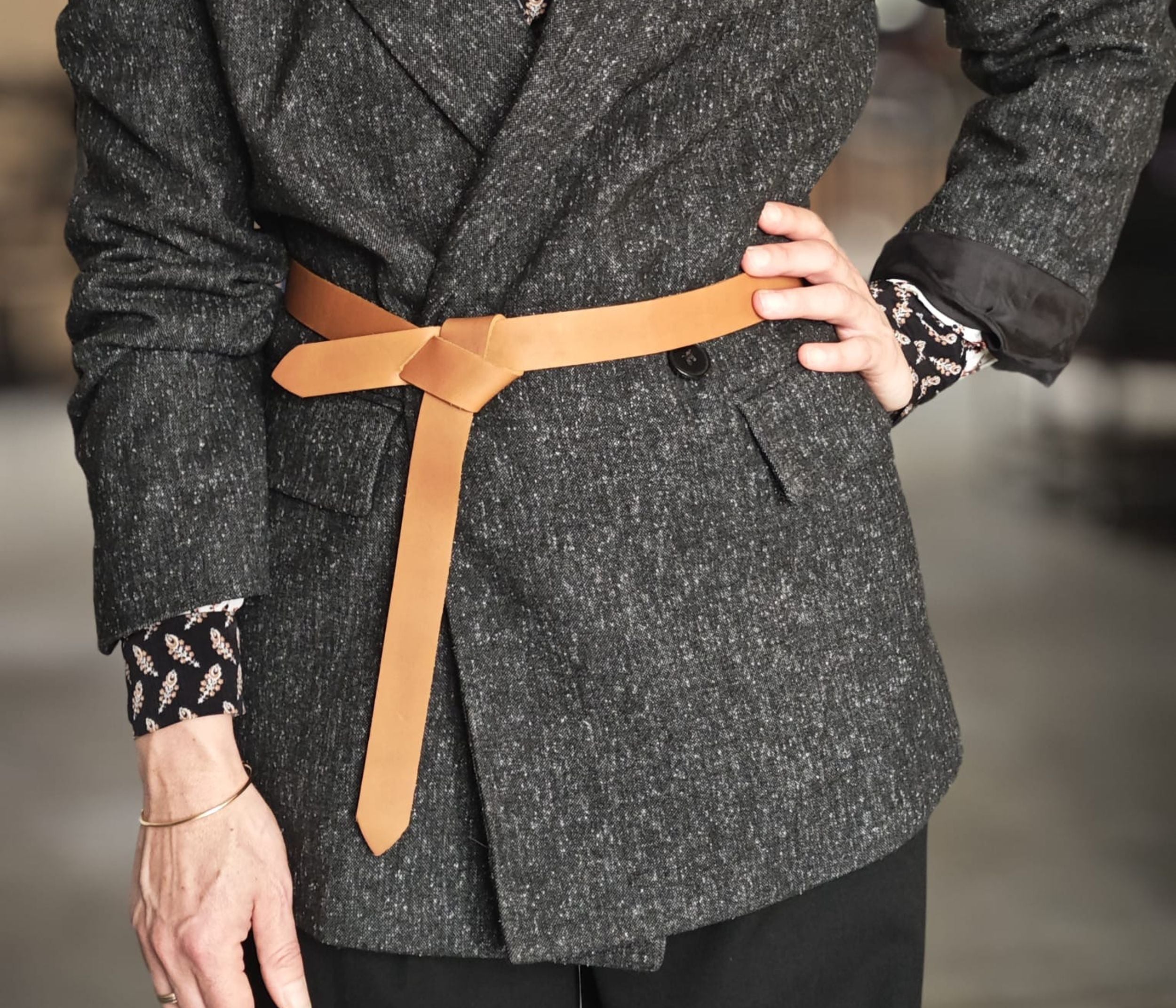 Ceinture nouée en cuir naturel